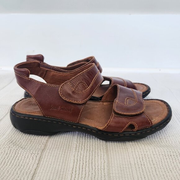 Josef Seibel Sandals Womens 39 /8  Slingback Strappy Brown Leather Open Toe - Picture 5 of 11